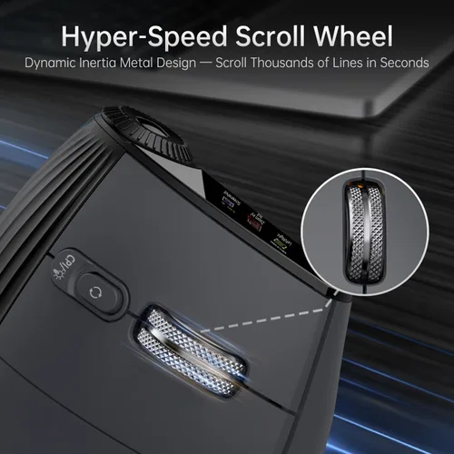 Vista 4 de Ratón inalámbrico ergonómico, mouse silencioso vertical Bluetooth con pantalla LED y control de perilla, recargable, 4800 DPI, desplazamiento