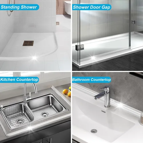 Vista 7 de Barrera de Agua para Umbral de Ducha de 39", Protector de Agua de Silicona para Ducha, Sello Inferior Plegable de Puerta de Ducha, Protector contra