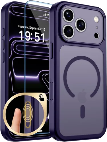 Vista 169 de zapica Funda magnética para iPhone Air, con protector de pantalla de vidrio templado, compatible con MagSafe, translúcida mate, a prueba de golpes