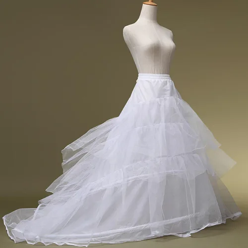 Vista 3 de Enagua de sirena de 3 capas de crinolina enagua debajo de la falda hasta el suelo vestido de fiesta para mujer color blanco
