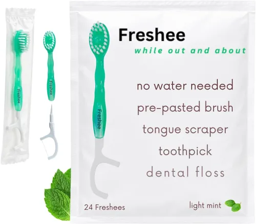 Vista 9 de Freshee Bead - Mini cepillo de dientes desechable 5 en 1 con perla de pasta de dientes + hilo dental + palillo + raspador de lengua
