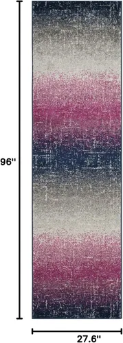 Vista 2 de SAFAVIEH Madison Collection - Alfombra de pasillo, 2 pies 3 pulgadas x 8 pies, color fucsia y azul marino, diseño de rayas bohemio, no desprende