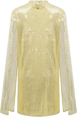 Vista 4 de CocktailDress PromDress Fashion Sexy Solid Stand Collar Sequin Loose Cloak Sleeve Dress New Years Eve Outfit