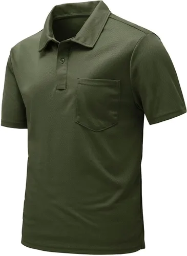 Vista 33 de Rdruko Camisas polo para hombre de manga corta, secado rápido, para golf y deportes al aire libre con bolsillo 01 Negro