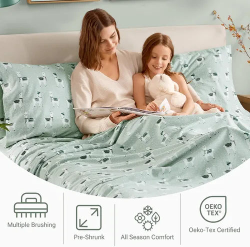 Vista 153 de Sleep Philosophy - True North - Juego de sábanas de franela, 100% de algodón, cómodo, bonito y muy suave, con bolsillo elástico que se adapta a