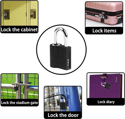Vista 6 de Paquete de 3 mini candados con llaves, mini cerraduras de equipaje y maleta, con llaves iguales para armarios, armarios de gimnasio, mochilas, cajas