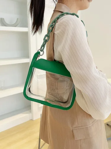 Vista 5 de Bolsa transparente para mujer, bolsa de concierto, aprobada para estadios, bolsa transparente de hombro, bolsa cruzada, bolsa de regalo
