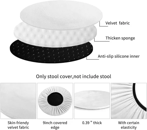 Vista 7 de Funda redonda para taburete de bar, estilo vintage, polilla, sol, místico, gótico, elástico, funda de cojín para asiento, funda lavable a prueba
