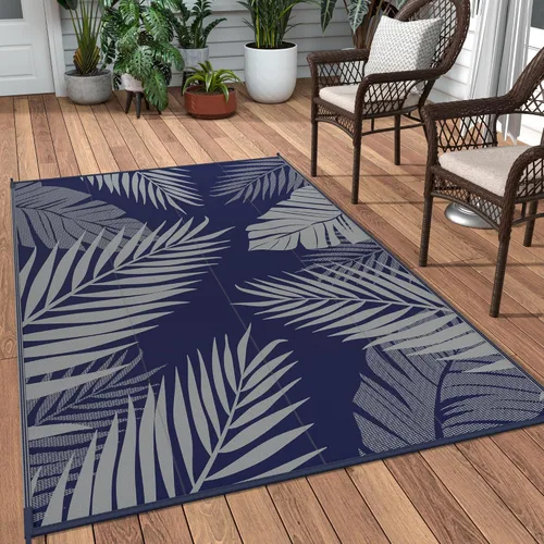 Vista 92 de GENIMO - Alfombra para exteriores de 6 x 9 pies, para patio, espacios amplios, reversible, de pajillas de plástico, alfombra impermeable para Azul