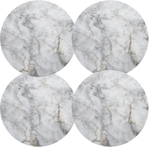 Vista 2 de Marble White Golden Pattern Placemats Washable Round Placemats for Dining Table Place Mats for Kitchen Heat Resistant Placemat for Kitchen Indoor