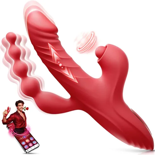 Vista 9 de Vibrador con empuje y consolador para mujeres Toendi, juguete de rosa para el punto G, estimulador del clítoris, juguetes sexuales, consoladores