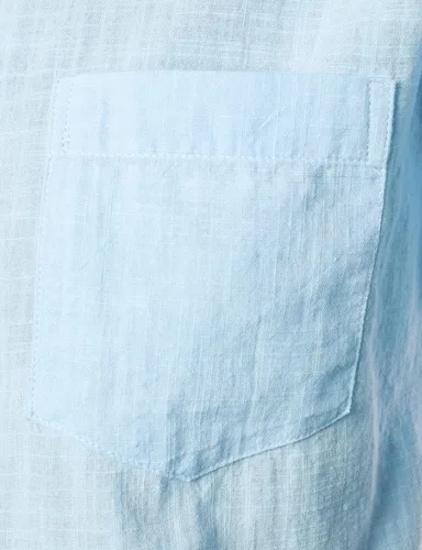 Vista 5 de ZEROYAA Camisas de manga corta con botones y algodón y lino para hombre, ligeras, con bolsillo