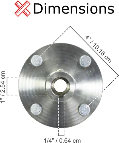 Vista 4 de AlveyTech Buje de eje vivo para Go-Kart de 4" x 4" con reductor de 1" a 3/4" - Eje ranurado de 1/4", Rueda trasera delantera de 8 pulgadas, kit