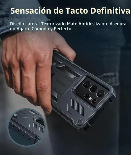 Vista 7 de FNTCASE Funda para Samsung Galaxy S21-Ultra: funda resistente de grado militar para teléfono celular con soporte Protección de TPU a prueba
