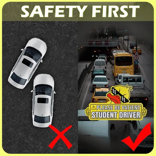 Vista 10 de SINGARO Imán para conductor nuevo para auto, 3 piezas, lindos imanes de pato para auto, señal de estudiante conductor, señal reflectante