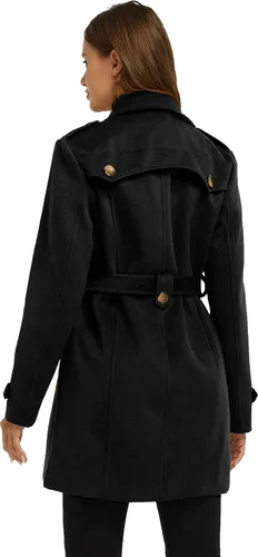 Vista 4 de wantdo - Chaquetón con doble botonadura para mujer, gabardina para invierno de largo medio con cinturón