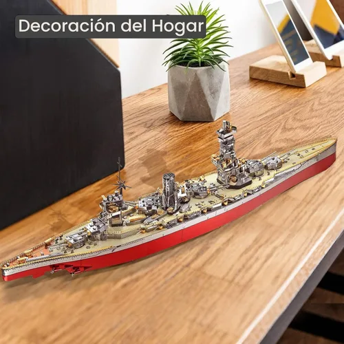Vista 5 de Piececool Rompecabezas de metal 3D, kit de modelo de buque de guerra, acorazado Fuso, kit de construcción de modelos militares de embarcación