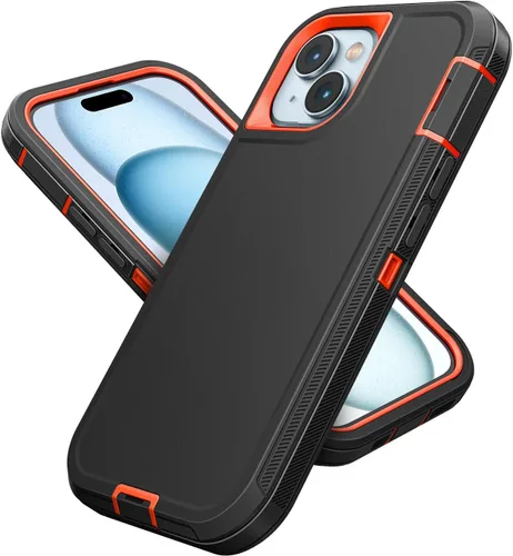 Vista 25 de Jelanry - Funda para iPhone 15 5G, protección resistente, resistente, color negro Dropproof & Dual-Layer Protective Back Cover with Port Anti