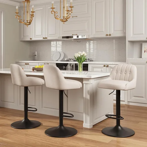 Vista 11 de MALOL Bar Stools Set of 1, Swivel Bar Chairs, Modern Adjustable PU Leather Upholstered Barstools Counter Height with Tufted Back for Bar, Kitchen