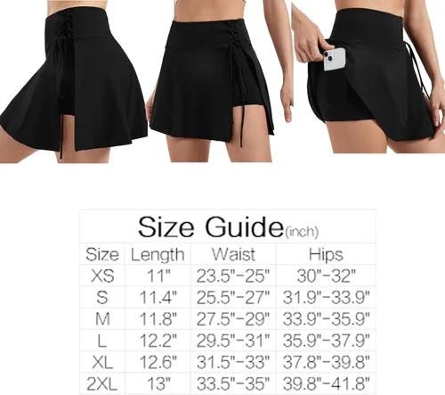 Vista 2 de Blaosn Faldas de tenis fluidas para mujer, pantalones cortos de entrenamiento para golf, atléticos, de cintura alta, con bolsillos, con abertura