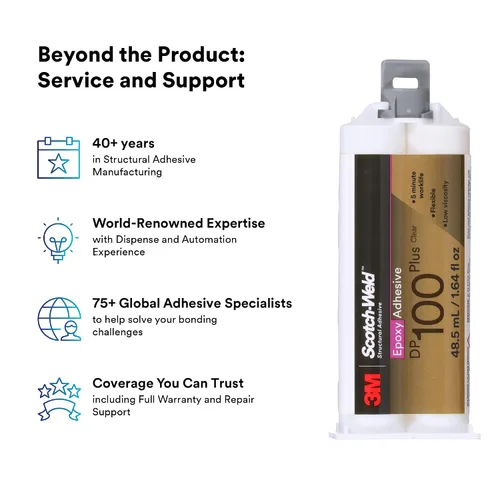 Vista 10 de 3M Scotch-Weld – Adhesivo epoxi DP100 Plus, claro, grado profesional, manejo y curado rápidos, 48.5 mL (1.64 fl oz) duo-pak