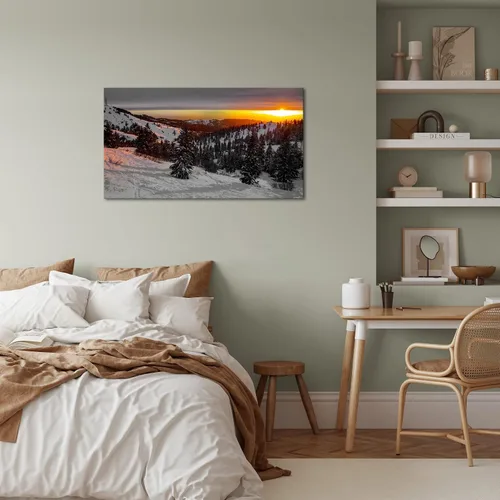 Vista 4 de Nachic Wall Lienzo de montaña de nieve, arte de pared, paisaje de naturaleza, paisaje de invierno, bosque de nieve, árbol, póster enmarcado