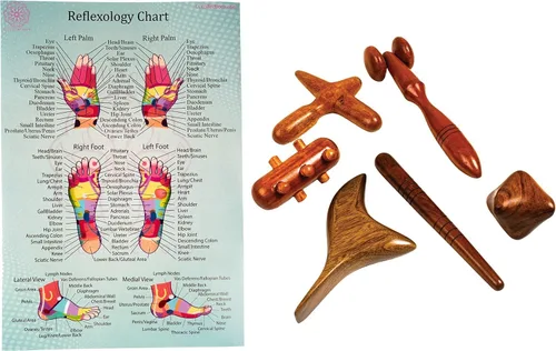Vista 2 de CCcollections Herramientas de masaje de terapia de madera, herramienta de palo de madera de reflexología, equipo tradicional para aliviar el dolor