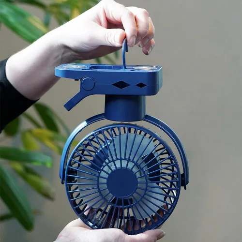 Vista 9 de Limitless Breezie - Ventilador portátil con luz LED y banco de energía de 8,000 mAh (azul marino)