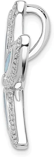 Vista 2 de Collar de plata de ley 925 con diseño de estrella de mar de ópalo azul creado colgante de pez vida marina joyería fina para mujer regalos para ella