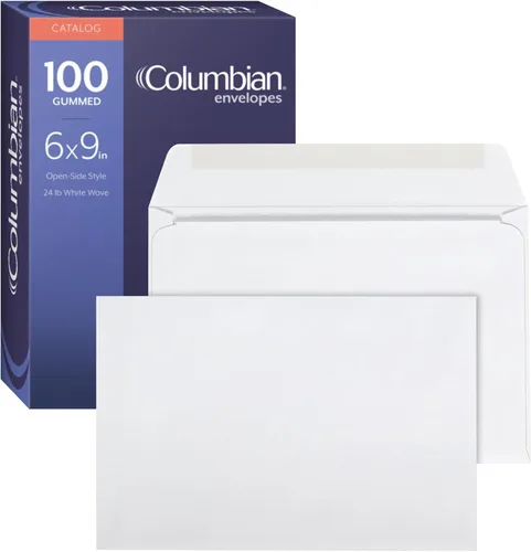 Vista 8 de Sobres de folleto Columbian 6 x 9, sin ventana, blancos, cierre engomado, sobres para envío, 100/caja (COLO915)