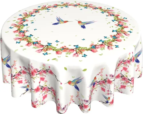 Vista 44 de Giwawa Mantel de Mesa Redondo con Bandera de EE. UU., Mantel Americano con Estrellas, Mariposas, Círculo, 152 cm. Mantel del 4 de julio, Día