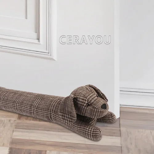 Vista 14 de Tapón de tela para perros para debajo de la puerta, 3 libras, bloqueador de corrientes de aire decorativo resistente a prueba de corrientes de aire
