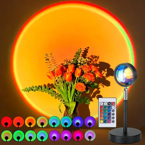 Vista 8 de Balkwan Lámpara de Piso con Proyección de Puesta de Sol, Lámpara Nocturna Led con Soporte Ajustable de 140cm, Rotación de 360 Grados, Luz de Red