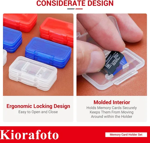 Vista 5 de Kiorafoto 18 PCS Estuche Porta Tarjetas de Memoria de Plástico Transparente Multicolor para 18 Tarjetas Micro SD SDXC SDHC TF, Estuche