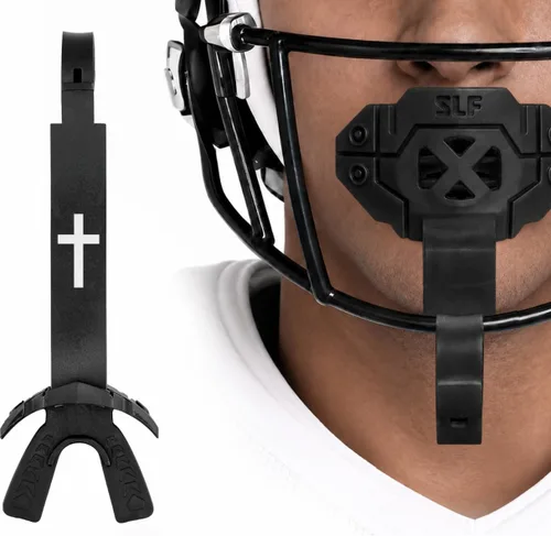 Vista 9 de SLEEFS X - Protector bucal de fútbol con correa para protección contra Negro