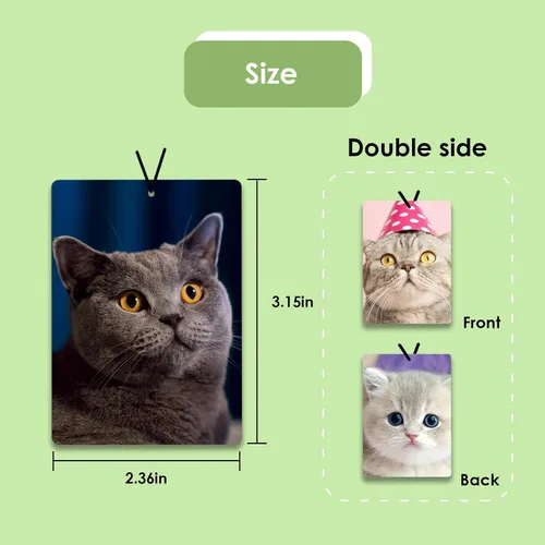 Vista 2 de Ambientador personalizado para automóvil – Ambientador de aire personalizado con foto de doble cara, ambientadores con olor con imagen para armario