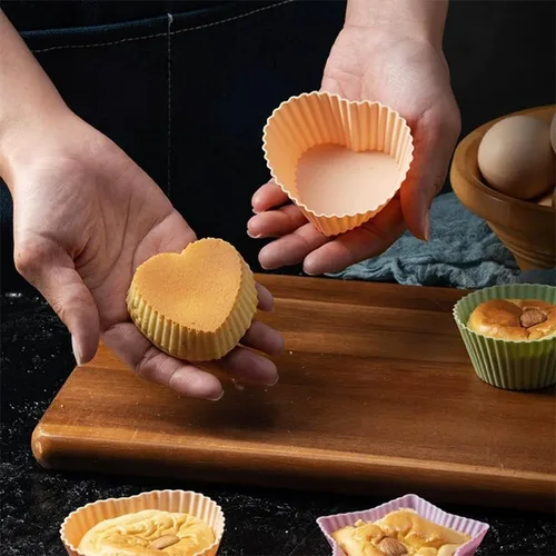 Vista 7 de 5 moldes de silicona para hornear, mini cupcakes, forros para magdalenas, tazas reutilizables para horno, freidora de aire, microondas