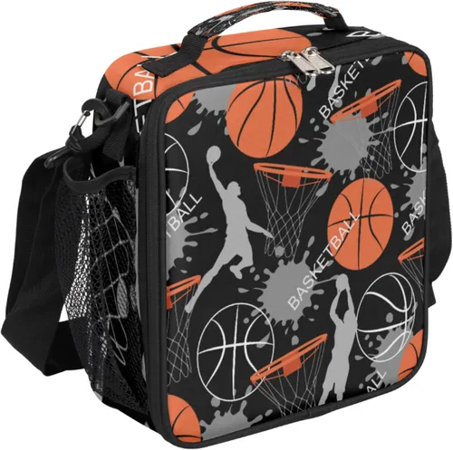 Vista 20 de Lonchera personalizada con nombre, lonchera personalizada de baloncesto, bolsa de almuerzo aislada personalizada, bolsa de preparación de comidas A