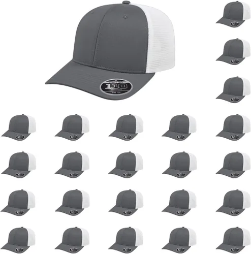 Vista 135 de Cap America i8502 Flexfit 110 Premium - Gorra de camionero de perfil medio con 6 paneles de malla trasera con protección UV y cierre ajustable