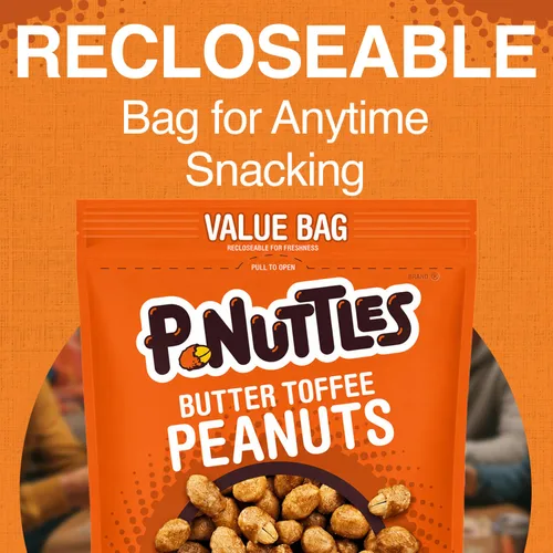 Vista 5 de P-Nuttles Cacahuetes cubiertos de caramelo de mantequilla, bolsa de 40