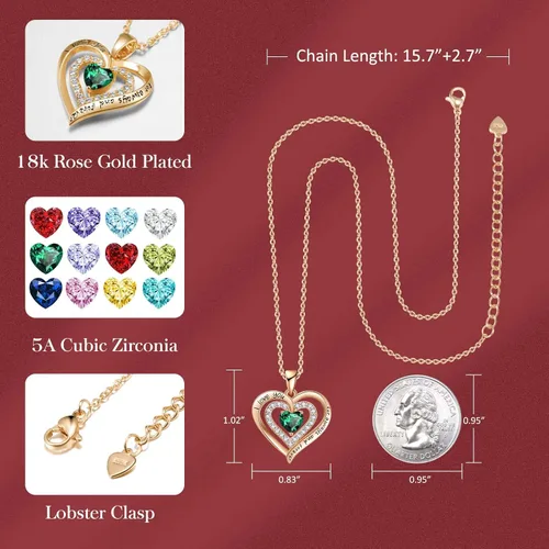 Vista 4 de Birthstone Jewelry Necklace for Women on Birthday Anniversary Presents for Wife Women Necklaces for Valentine's Day, Christmas, Mother's Day