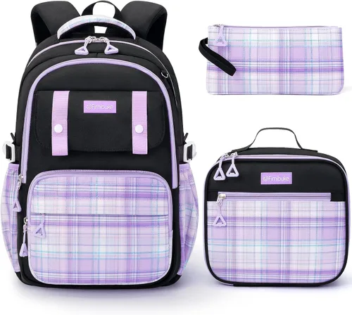 Vista 15 de Fimibuke Mochila infantil para niñas escolares, mochila impermeable con A1. Rosa diamante