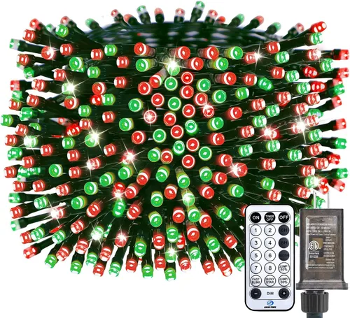 Vista 15 de Minetom Luces LED para árbol de Navidad de 50 pies, 1000 luces LED para exteriores, cuerda de petardos para exteriores, 12 modos, temporizador