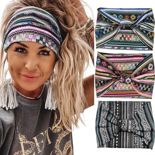 Vista 10 de K-Elewon Paquete de 3 diademas elásticas anchas para mujer, bandas para el cabello para yoga, deportes