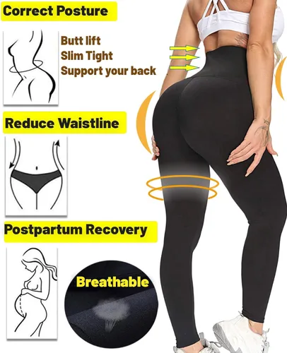 Vista 5 de CROSS1946 Leggings de entrenamiento de cintura para mujer cintura alta levantamiento de glúteos pantalones de yoga con control de abdomen