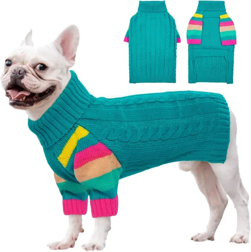 Vista 35 de Suéter XS para perro, suéter de cuello alto con manga para Yorkie Azul
