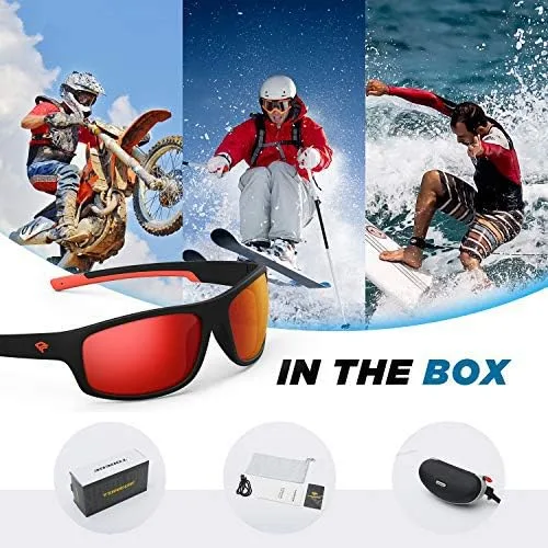 Vista 6 de TOREGE Gafas de sol polarizadas deportivas para hombres y mujeres marco duradero ciclismo correr conducir pesca senderismo gafas TR19