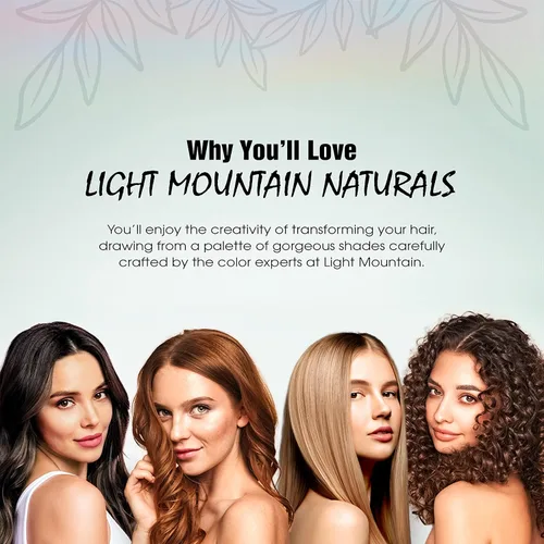 Vista 4 de Light Mountain Tinte y acondicionador de cabello de henna, tinte para el cabello castaño rojizo para hombres y mujeres, polvo orgánico de hoja