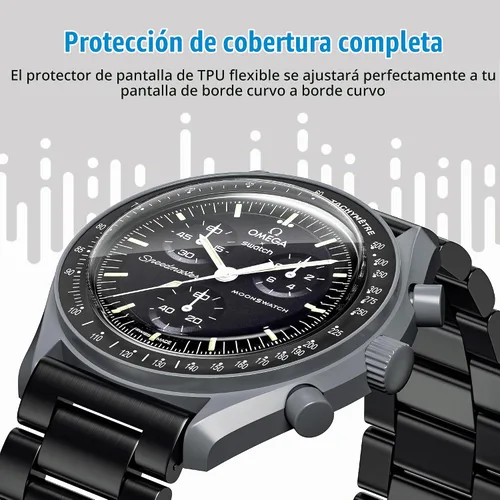 Vista 7 de Stanchev Protector de cristal para Moonswatch, protector de pantalla de TPU suave antiarañazos, compatible con Swatch Omega Moonwatch, protector