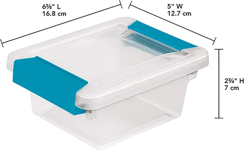 Vista 2 de STERILITE Mini caja de clip con base transparente y tapa con cierres azules para acuario